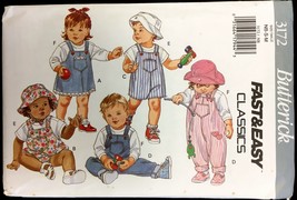 Uncut Size NB S M Easy Infants Jumper Overalls Top Hat Butterick 3172 Pattern - £5.52 GBP