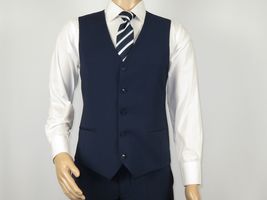 Men Suit BERLUSCONI Turkey 100% Italian Wool Super 180's 3pc Vested #Ber20 Navy image 6