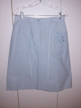 Alfred Dunner Ladies Pale Blue A-LINE SKIRT-12P-NWOT-EMBROIDERED POCKET-NICE - £8.87 GBP