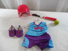 American Girl Doll Blue &amp; Purple 2013 Softball Set Retired Clothes Bat +... - $29.72