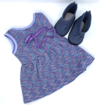 American Girl Sparkly Blue, Purple and Pink Dress, Purple Headband, Blue Boots - £18.67 GBP
