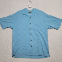 Tommy Bahama Men&#39;s Shirt Size M Medium Blue Button Up Casual Short Sleeve Silk - £22.83 GBP