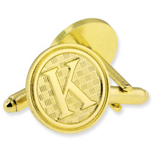 Letter K alphabet initials Cufflink Set Gold or Silver - $37.99