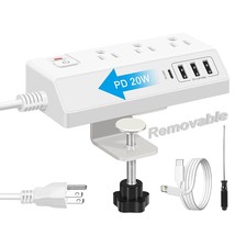 Desk Clamp Power Strip With Usb C (20W Pd) - Removable Surge Protector With 3 Ac - £47.04 GBP