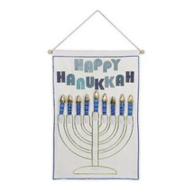 Member&#39;s Mark Fabric Hanging Menorah and Candle Set Happy Hanukkah New - $26.99