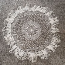 Round Crochet Tablecloth Doily Handmade Vintage Boho Retro - £19.95 GBP