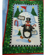 Tuxedo Junction 26&quot; X  45&quot; w Daisy Kingdom Penguins First Snow Cotton Fa... - £7.10 GBP