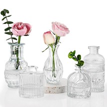 Fixwal Set of 5 Bud Vases Small Vase for Flowers Glass Vase for Home Decor We... - $25.32