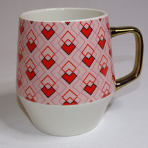 Large Ceramic Coffee Mug Red And Pink Hearts Gold Handle Valentine’s Day... - $7.80