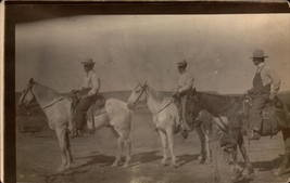 Antique Real Photo POSTCARD- Three Men On HORSES- Azo Stamp Box (1904-1918) BK65 - £3.95 GBP