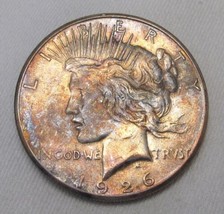 1926-S Silver Peace Dollar CH AU Coin w/ Rose-Peach Toning AN449 - £43.89 GBP