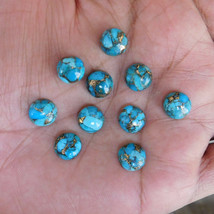 4x4 mm Round Blue Copper Turquoise Cabochon Loose Gemstone Wholesale Lot 10 pcs - £5.61 GBP