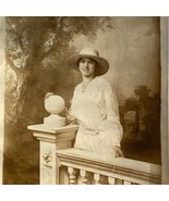 1917 RPPC Young Woman In Hat Renslers Studio Cincinnati Real Photo Postcard AZO - £29.05 GBP