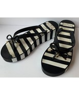 Kate Spade Sandal Wedge Platform Flip Flops SZ 9 Black White Striped - $33.94 CAD