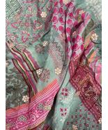 Sage Green CHIFFON Fabric, Gold lace Embroidery, Wedding Dress Fabric- NF868 - £9.82 GBP - £13.36 GBP