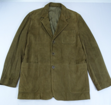 LA MATTA Soft Suede Leather Single Breasted Mens Blazer Italy Sz 46 Gree... - $33.20