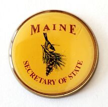 1980s Maine Official Secretary Of State Pin Chickadee Pine Tree Theme Vt... - €17,16 EUR