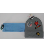 KMart Coordinate Hat and Headband Set Womens One SZ Gray and Blue Embroi... - $9.99