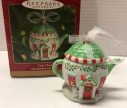 2001 Hallmark Christmas Ornament COZY HOME Porcelain Teapot - $9.90