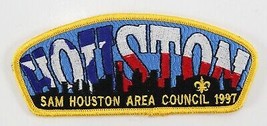 Vintage 1997 Sam Houston Yellow Border Boy Scout BSA CSP Shoulder Patch - £9.20 GBP