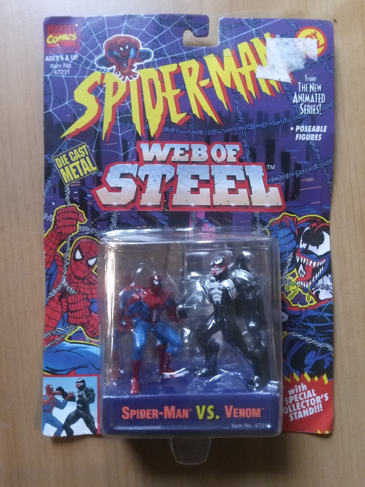 94 Toy Biz Spiderman Web of Steel Spiderman v Venom - $14.99