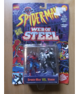 94 Toy Biz Spiderman Web of Steel Spiderman v Venom - £11.20 GBP