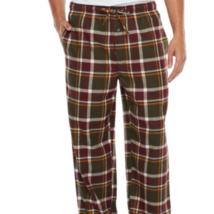 St. John&#39;s Bay Men&#39;s Flannel Pajama Lounge Pants LARGE Green Burgundy Pl... - £15.68 GBP