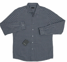 NEW $395 Ermenegildo Zegna Shirt!  XL  Blue Black &amp; Gray Plaid  Weathered Look - £95.63 GBP