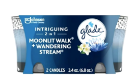 Glade 2-In-1 Scented Glass Candle, Moonlit Walk &amp; Wandering Stream, Qty 2 - £11.00 GBP