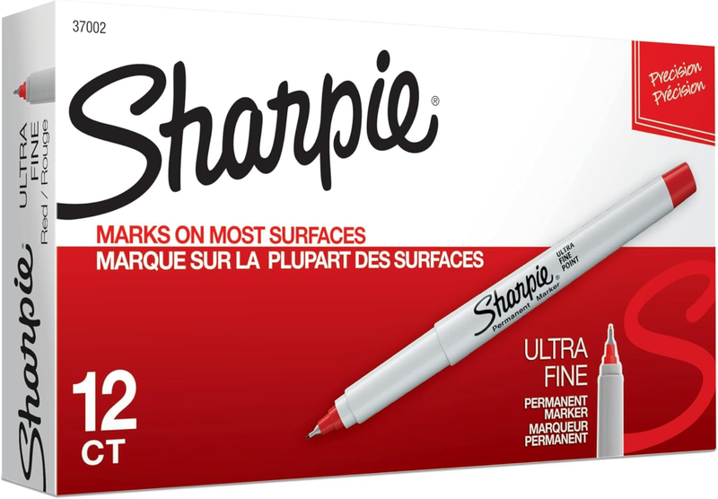 37002 Permanent Markers, Ultra Fine Point, Red, 12 Count Item image 9