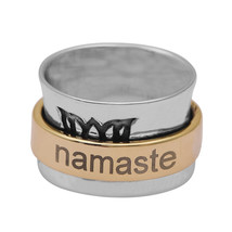 Handmade Namaste Spinner Ring, Meditation Ring, Anxiety Ring, Fidget Ring Made i - £33.56 GBP