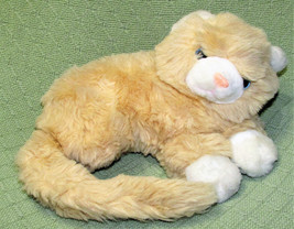 Main Joy Cat Plush Ginger Kitten Tan Stuffed Animal White Paws Laying Down Toy - £12.35 GBP