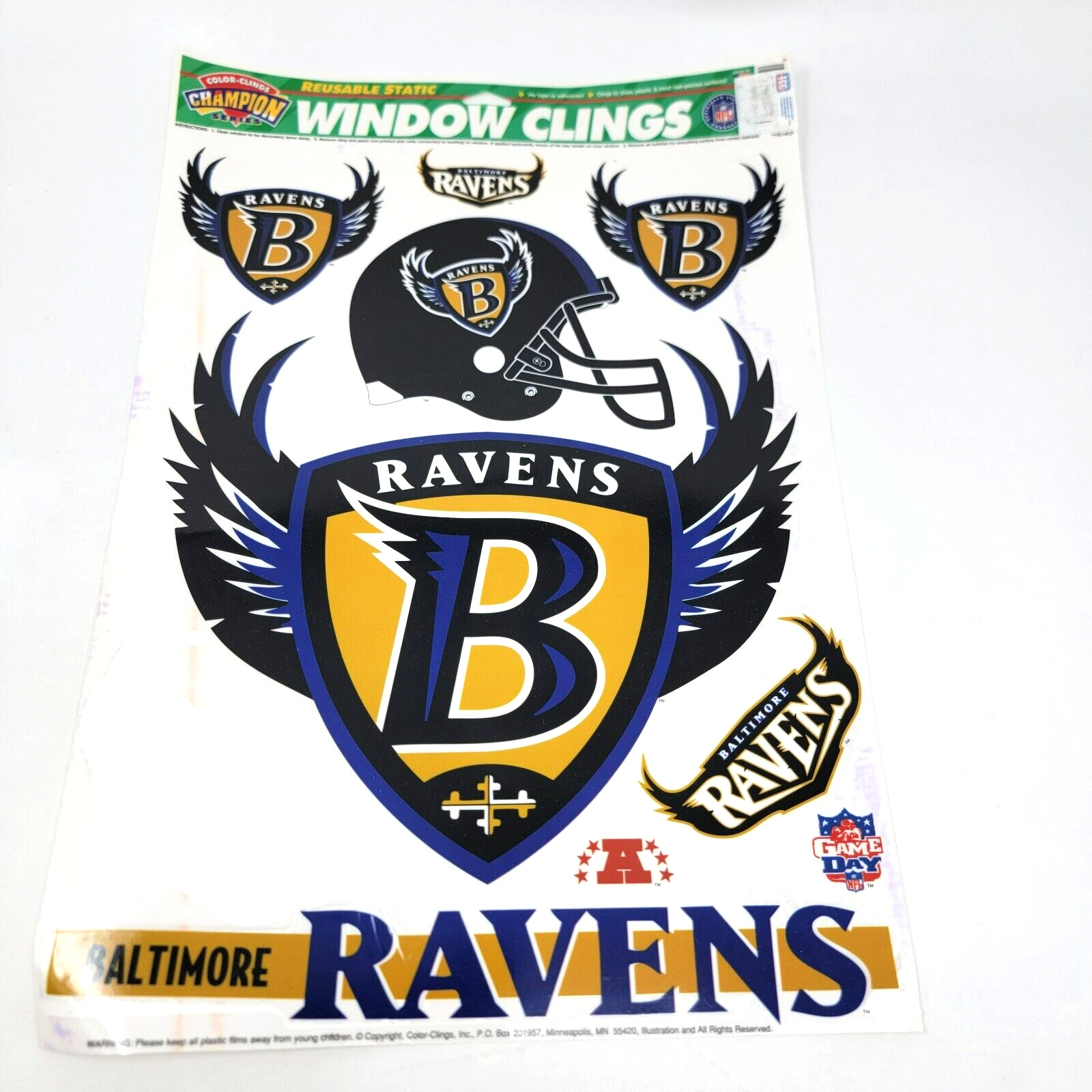 Primary image for Baltimore Ravens NFL Football Vintage Logo 90's Reusable Static Window Clings