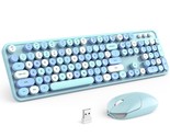 Wireless Keyboard And Mouse Combo, Blue 104 Keys Full-Sized 2.4 Ghz Roun... - £57.87 GBP