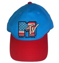 MTV Music Television Logo USA Flag Hat Red White Blue Retro Cap 90s Star... - £6.22 GBP