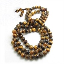 Stretch 108 6mm Tiger Eye Gemstone Yoga Meditation Prayer Bead Mala Neck... - $260.81 MXN