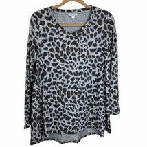 Tribal Jeans Women’s X Small Animal Print Shirt Tunic Gray V-neck Back to School - £10.29 GBP