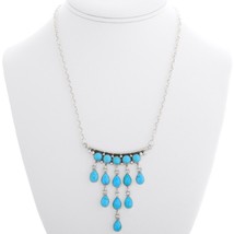 Navajo Sleeping Beauty Turquoise Waterfall Dangles Necklace, Sterling, H Etsitty - £547.34 GBP