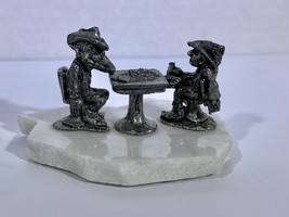 Vintage Old Timer Drinking Pewter Figures Cowboys Playing Cards - $9.49