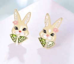 New Adorable Precious Spring Bunny Emma Stud Earrings Gold-Tone Women &amp; Girls  - £6.39 GBP