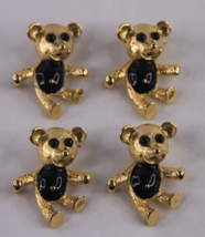 Lot OF 4 Vintage Black Enamel Teddy Bear Brooch Pin - $12.21