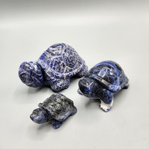 Lapis Lazuli Sodalite Turtle Figurines Hand Carved Stone Sculptures Lot  600 Gm - £152.20 GBP