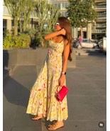 $129 ZARA ZW COLLECTION LINEN PRINT DRESS- M - $1,682.27 MXN