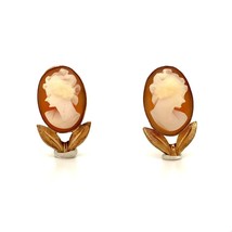 Vintage 12K Gold Filled Signed Van Dell Victorian Female Carved Cameo Earrings - £35.62 GBP