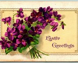 Violet Flower Bouquet Easter Greetings Embossed 1911 DB Postcard F8 - $5.89