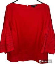 Lauren Ralph Lauren Women M Top Blouse Bell Sleeve Cut Out Relaxed LRL Worn Once - $11.08