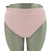 Xhilaration Bikini Swim Bottom Sz Med 7 9 High Waist High Leg White Red Stripes - £10.97 GBP