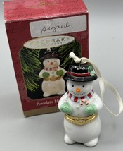 Ornament Hallmark Porcelain Hinged Box Snowman QX6772 1997 Signed LaDene Votruba - £6.00 GBP