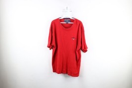 Vtg 90s Polo Sport Ralph Lauren Mens 2XL Spell Out Flag Ribbed Knit T-Shirt Red - £38.89 GBP