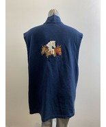Surpiqure women&#39;s Horse Embroidered Back Full Zip Vest Size XL Blue Cott... - £10.11 GBP